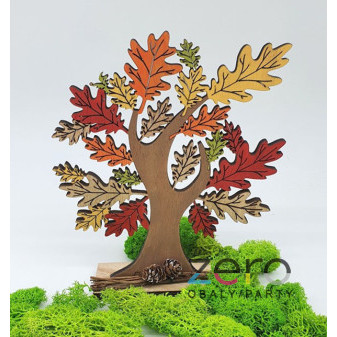 Strom stojící dřevěný 'podzim' 23 cm - barevný