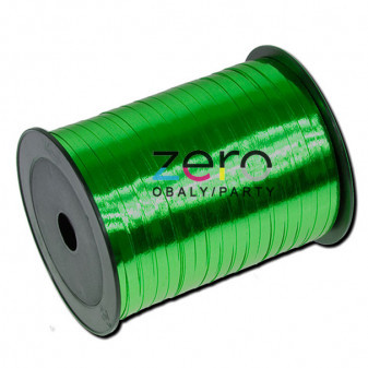 Stuha plastová 0,5 cm x 250 y - zelená (kov)