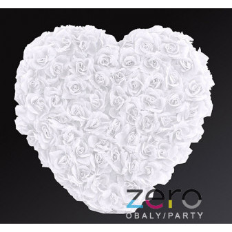 Srdce plné svatební z růží na auto pr. 50 cm - bílá