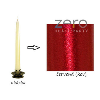 Svíčka hladká dlouhá 24 cm - červená (kov)