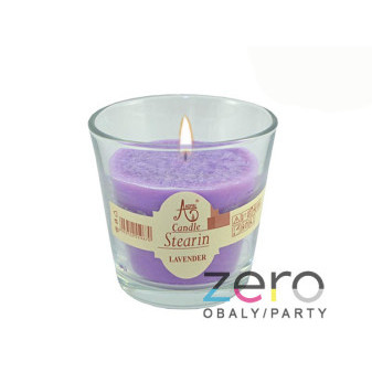 Svíčka stearinová ve skle s vůní - sv. fialová (levandule)