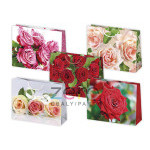 Taška papírová dárková 38x29x10 cm (lak) - růže (mix)