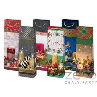 Taška papírová dárková 10,5x33x8,5 cm (lak) -  vánoční (mix 2)
