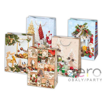 Taška papírová dárková 34,5x48x13 cm - vánoční (mix 2)