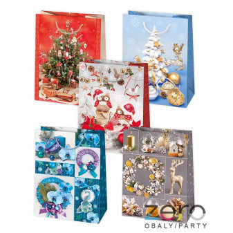 Taška papírová dárková 40,5x56x25 cm (lak) - vánoční (mix)