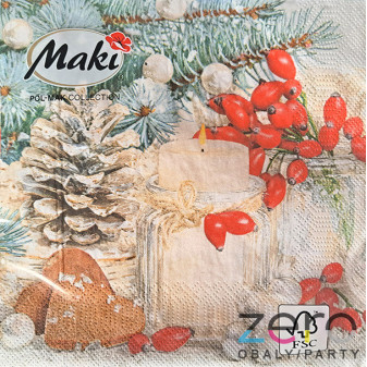 Ubrousky 'Maki' 33 x 33 cm 3N (20 ks) - (Vánoce) zasněžené dekorace