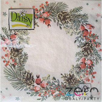 Ubrousky 'Daisy' 33 x 33 cm 3N (20 ks) - (Vánoce) věneček