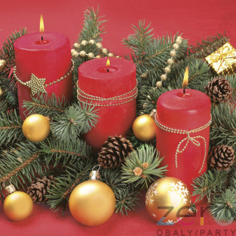 Ubrousky 'Maki' 33 x 33 cm 3N (20 ks) - (Vánoce) svíčky červené