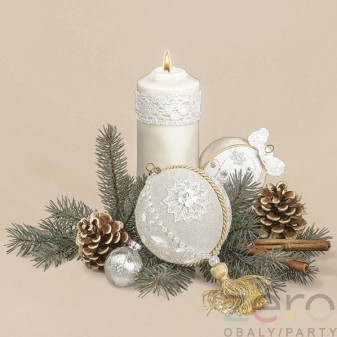 Ubrousky 'Maki' 33 x 33 cm 3N (20 ks) - (Vánoce) jemné dekorace na krémovém