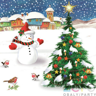Ubrousky 'Daisy' 33 x 33 cm 3N (20 ks) - (Vánoce) sněhulák u stromečku