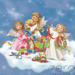 Ubrousky 'Daisy' 33 x 33 cm 3N (20 ks) - (Vánoce) andělé na obláčku
