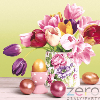 Ubrousky 'Daisy' 33 x 33 cm 3N (20 ks) - (Velikonoce) tulipány pastelové