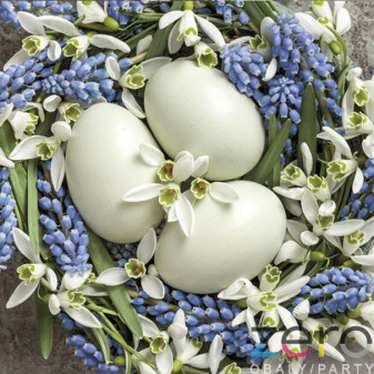 Ubrousky 'Maki' 33 x 33 cm 3N (20 ks) - (Velikonoce) vejce v květinovém hnízdě