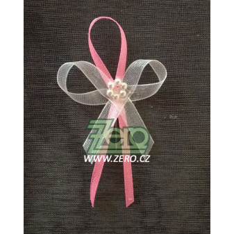 Vonička (vývazek) svatební - neon. růžová s perlovým květem