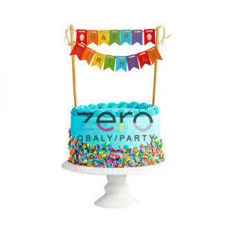 Zápich do dortu narozeninový 'Happy Birthday' (20 cm) - barevný