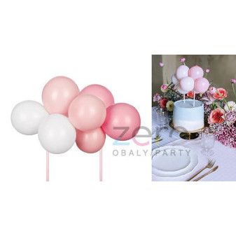 Zápich na dort balónky 29 cm - růžový mix