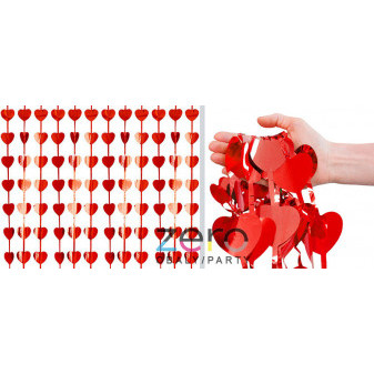 Závěs 'srdce' 100 x 200 cm - červená